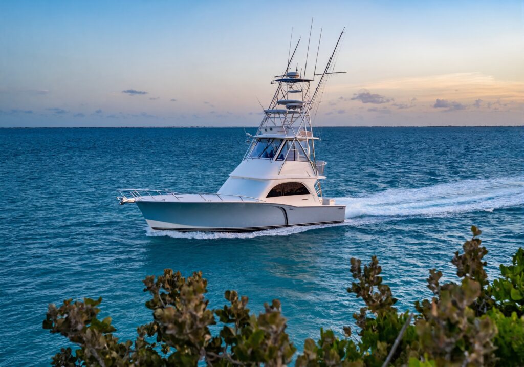 Offshore sport fishing charter boat on the Gulf near Orange Beach Alabama