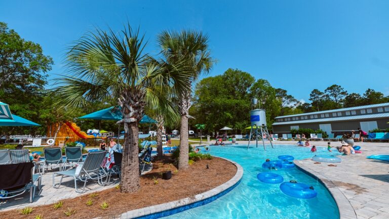Lazy river with tubes at Splash RV Resort, a Santa Rosa County RV resort in Milton FL