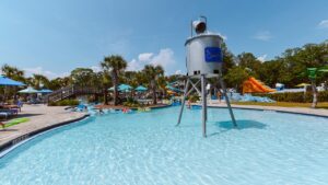 Lazy river and water attractions at Splash RV Resort near Navarre Beach Florida